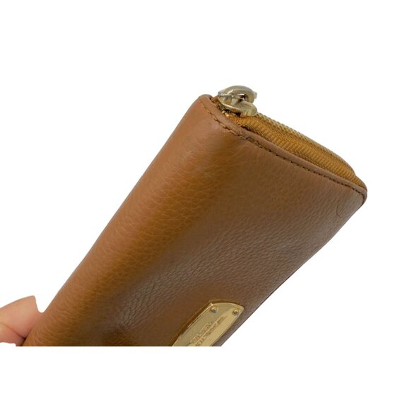 Michael Kors Jet Set Continental Wallet in Brown Pebbled Leather w/ Gold Hardwar - Picture 5 of 11